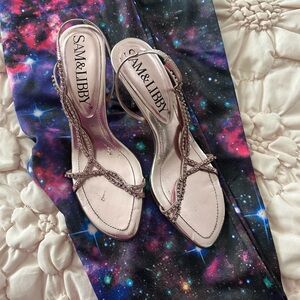 Sam & Libby Women's Strappy Sandals - Silver and Pink Sz 7 and L cosmic leggings